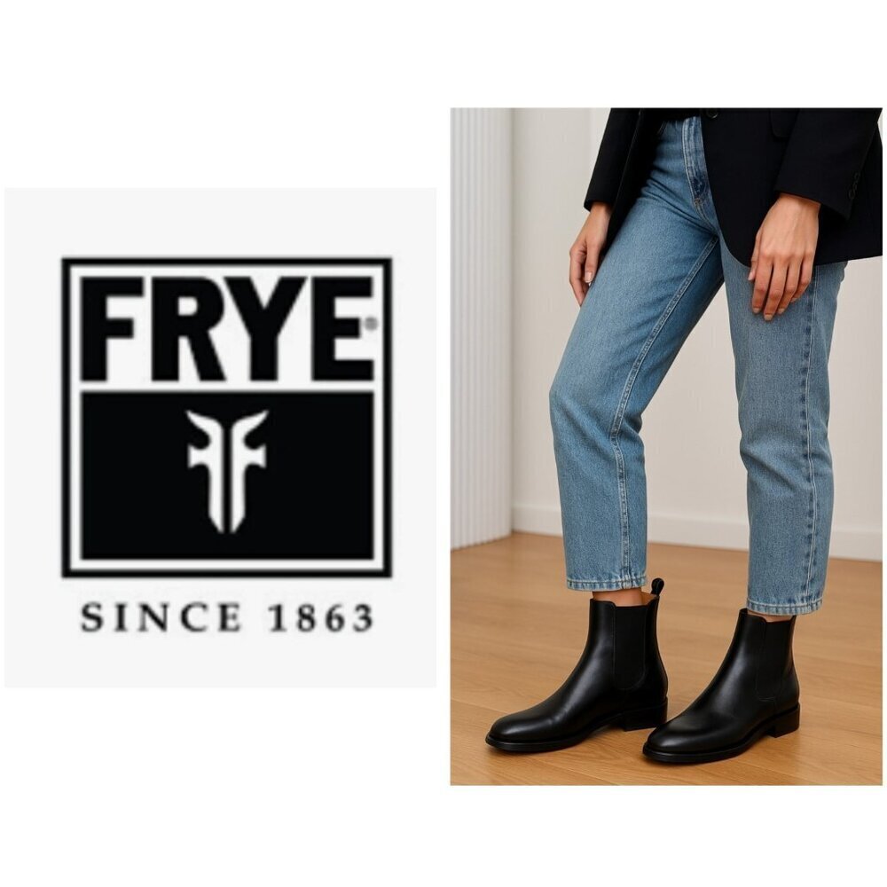 Frye Women’s Melissa Chelsea Leather Black Ankle Boots Women’s Size7 - Picture 15 of 15